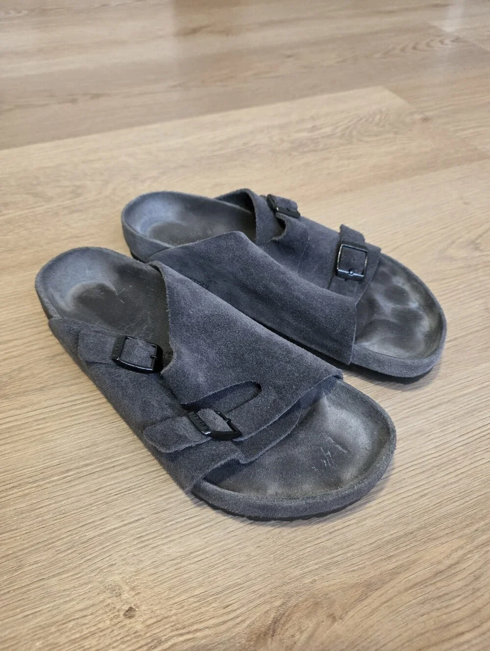 Birkenstock | Zurich Suede Leather Charcoal Double Strap Sandals Size EU 40
